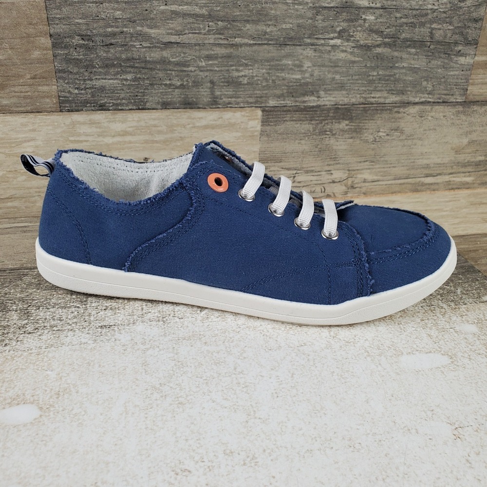 Vionic Pismo Womens Shoes Sz 7.5 M Navy Canvas Lace Up Round Toe Sneakers